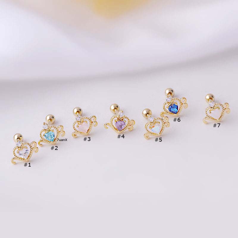 1 Khuyên Tai Hình Trái Tim Bằng Thép Không Gỉ 20gauge