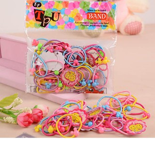 Sét 1 túi 50 sợi dây buộc tóc dễ thương cho bé pk129