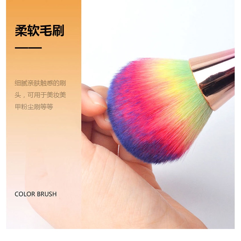Chổi phủi bụi nail lông mềm, cọ phủi bụi cán dài dùng làm nail trang điểm