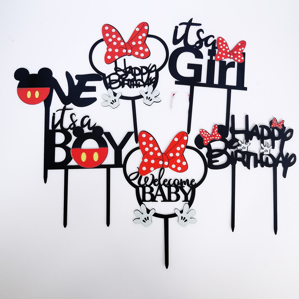 Topper Trang Trí Bánh Kem Hình Chuột Mickey Và Minnie Đáng Yêu