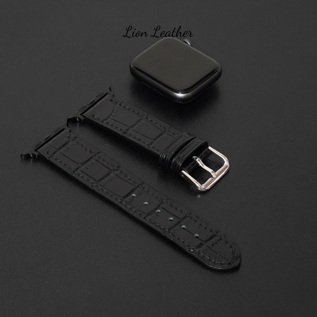 Dây đồng hồ Apple Watch màu Đen Patina thương hiệu Lion Leather