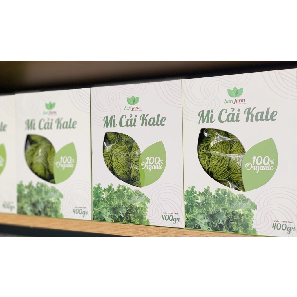 Mì cải Kale (cải xoăn) hữu cơ Surifarm/Mì tươi ăn liền 400gr/hộp=15 vắt ăn kiêng, giảm cân,healthy