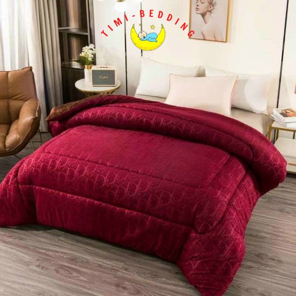 Chăn lông thỏ DIOR chính hãng, nhập khẩu túi da xịn nặng 4.5kg, kích thước 2x2,3m - Timibedding