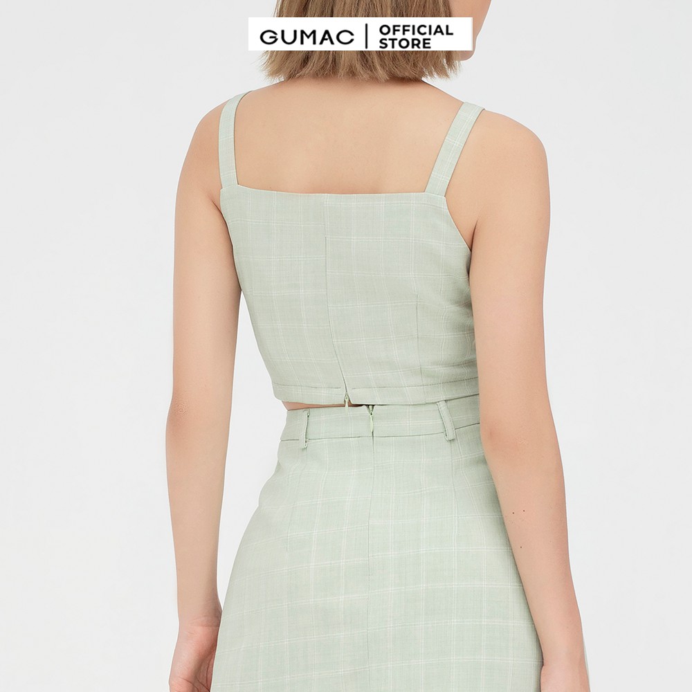 [Mã WABRGUM giảm 10% tối đa 30K đơn 99K] Áo croptop nữ hai dây GUMAC màu xanh trẻ trung AB478 | BigBuy360 - bigbuy360.vn