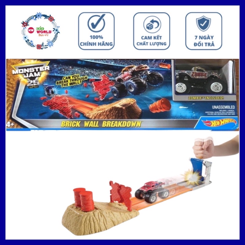 Bộ đường ray đua xe Hot Wheels Monster Jam Brick Wall Breakdown CCP72.