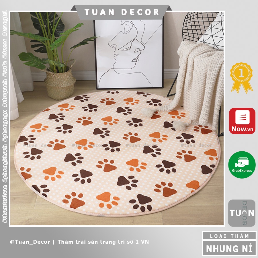 Thảm tròn trải sàn trang trí phòng khách Nhung Nỉ cao cấp size 80cm | 1m giá rẻ