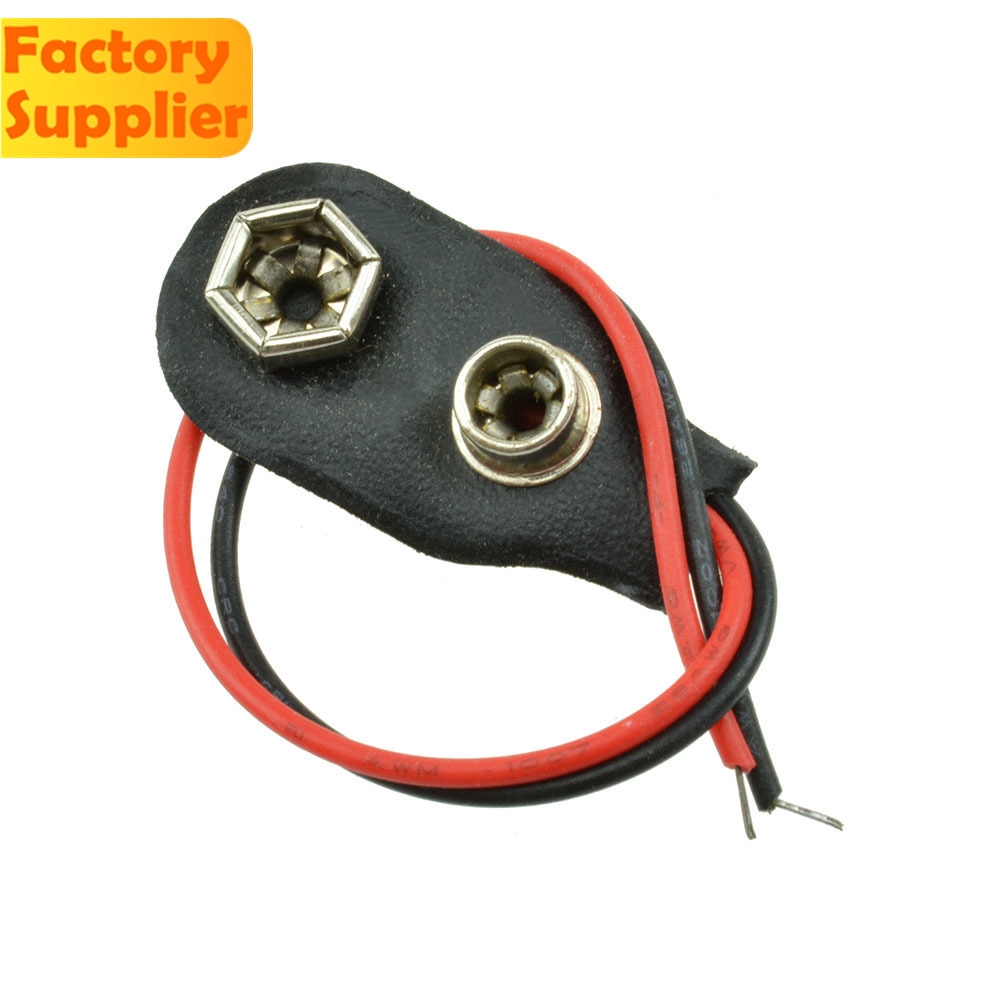 Set 5 đầu nối kẹp gắn pin PCBFUN 9V với dây dẫn cáp 10cm cao cấp