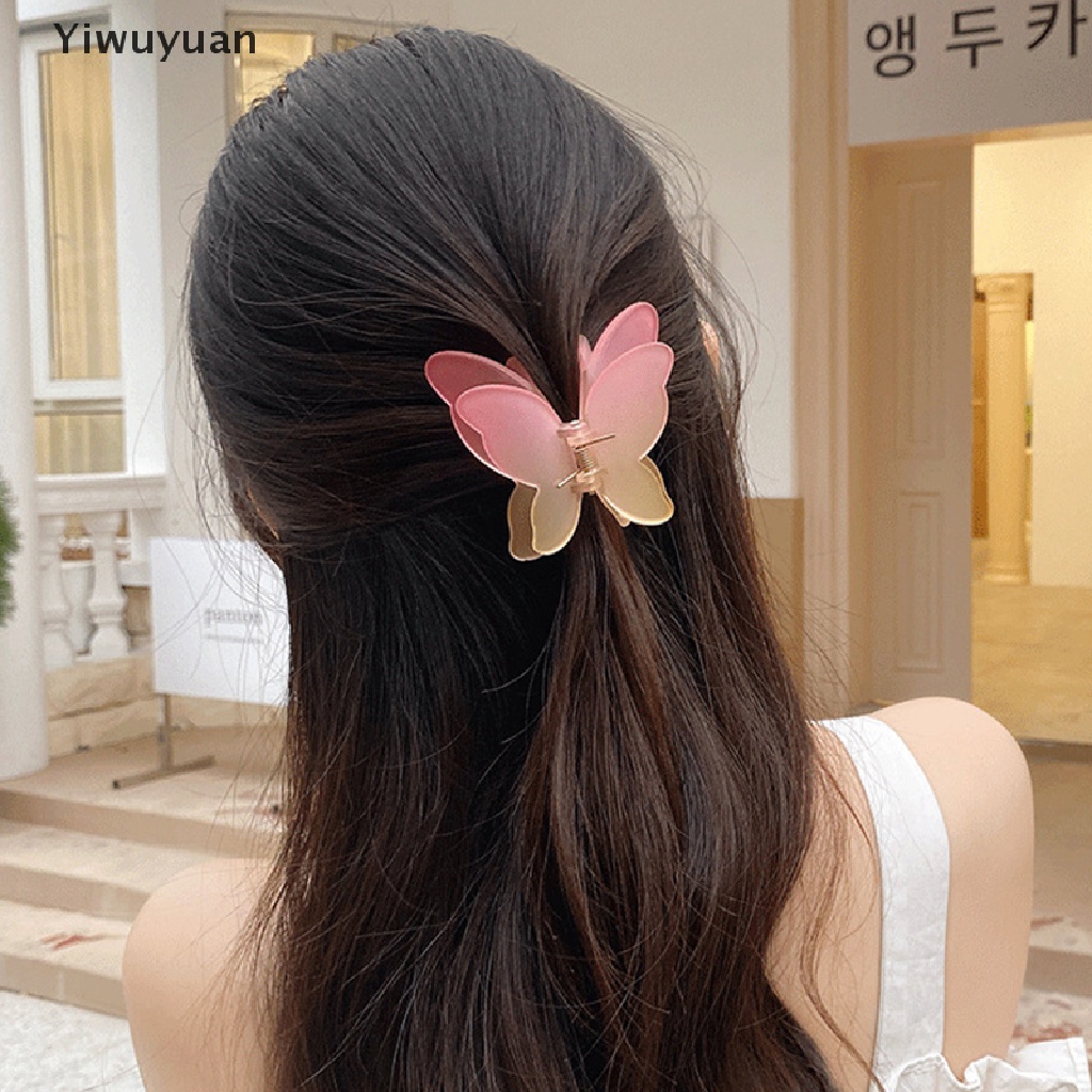 &lt; Yiwuyuan &gt; Kẹp Tóc Móng Vuốt Hai Lớp Màu Nhuộm Gradient Thời Trang Dành Cho Nữ
