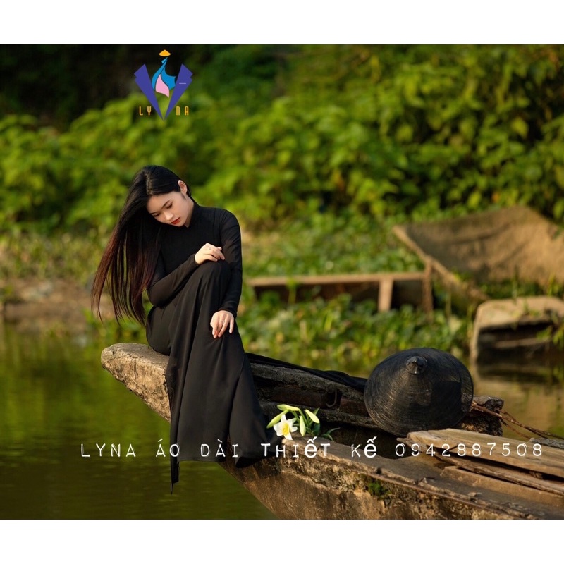 Áo dài truyền thống màu đen, áo dài chiffron 4 tà màu đen Huyền bí siêu đẹp, cuốn hút