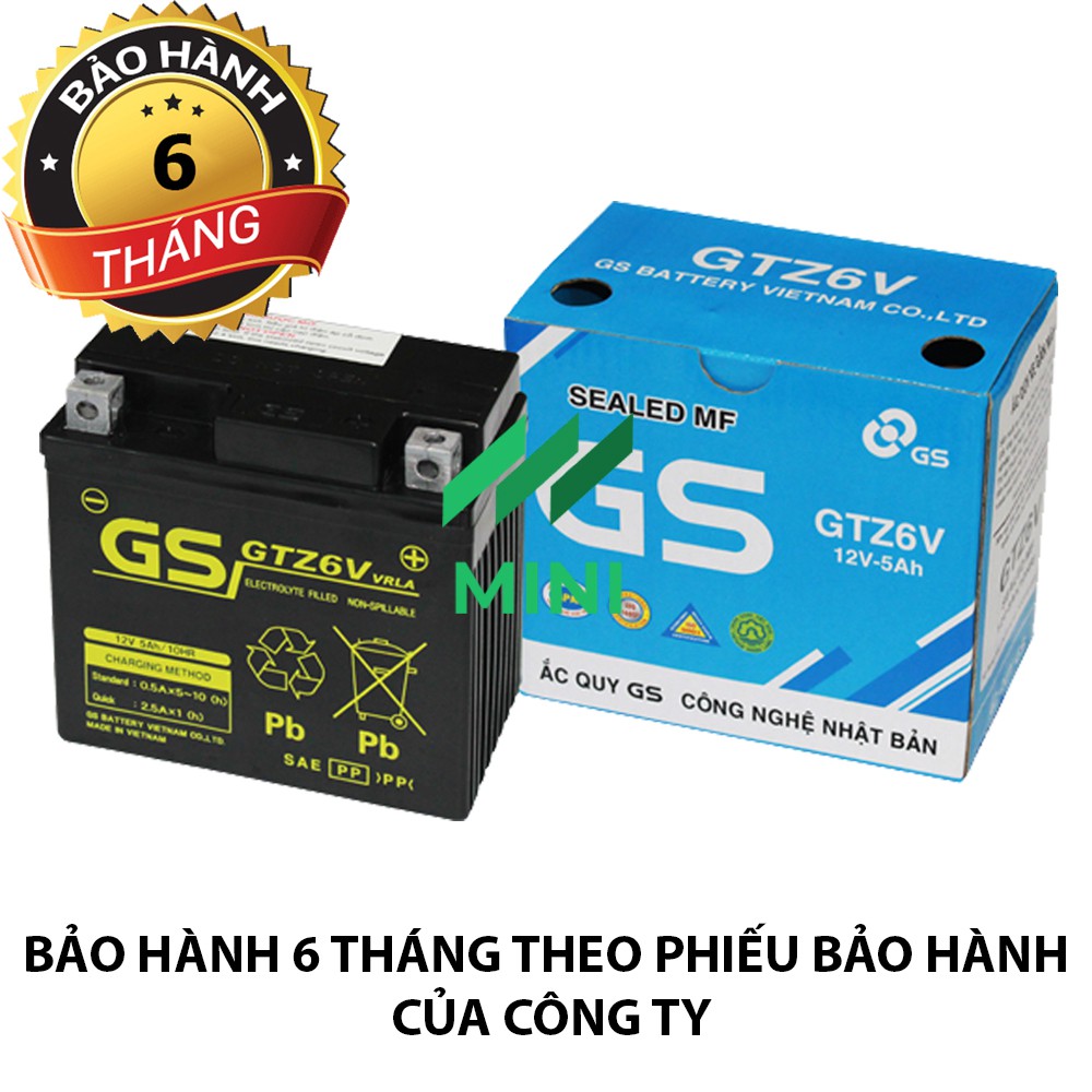 Bình ắc quy khô GS GTZ6V dành cho Honda, Yamaha, Suzuki ....