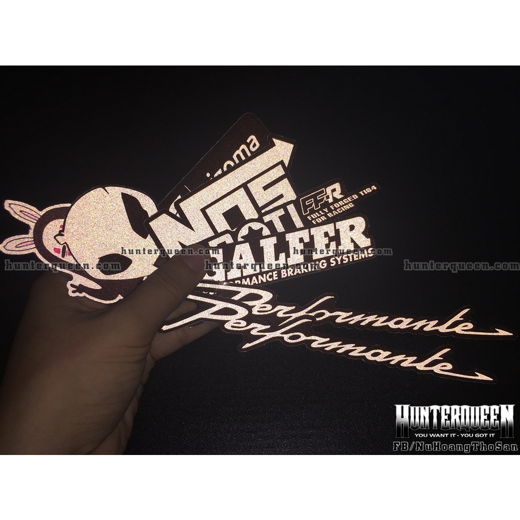 Trọn bộ 8 logo trắng đen phản quang 3M cao cấp. Decal sticker chống nước, không bay màu. Độ dính cực cao