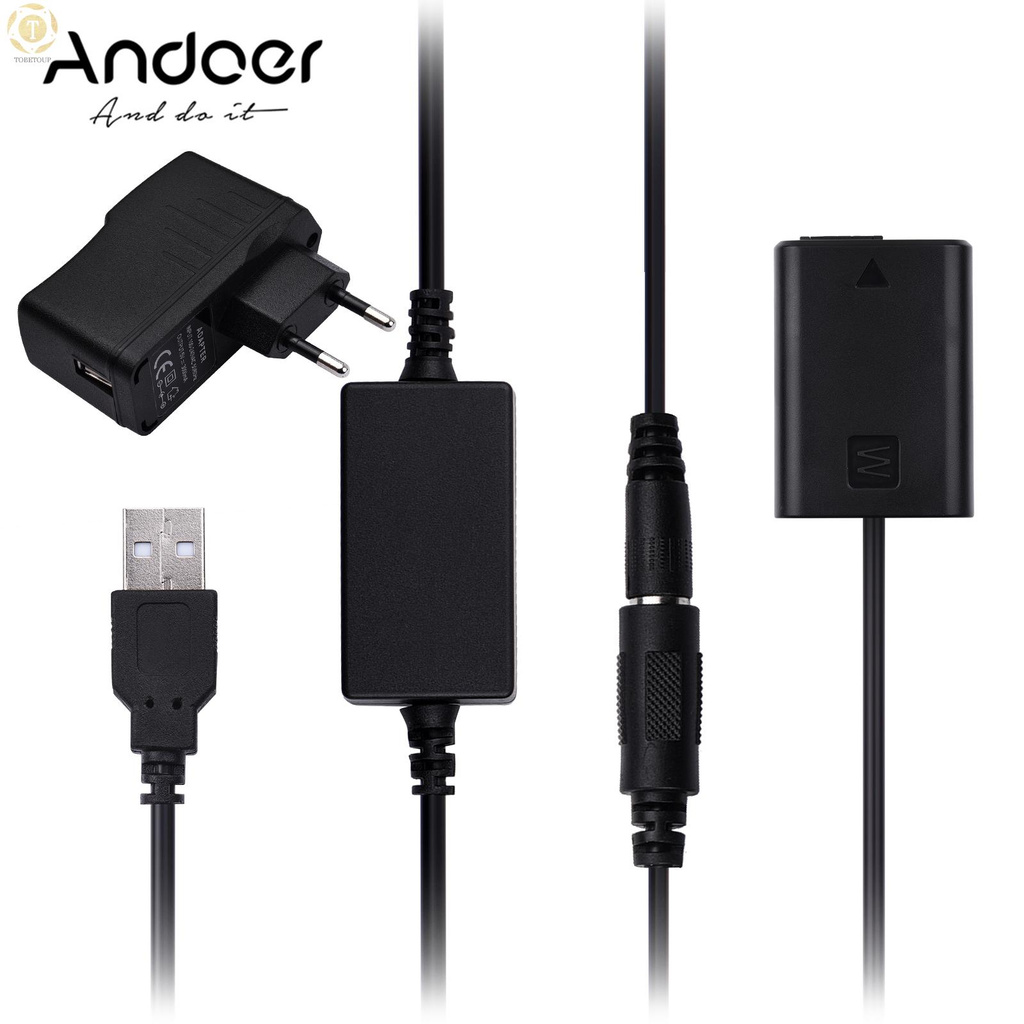 Shipped within 12 hours】 Andoer DR-FW50 Fully Decoded DC Coupler Dummy Battery Replace of NP-FW50 Battery with USB DC Converter Power Cable Wall Plug Compatible with Sony A7 A7R A7S A7M A7II A7S2 A7M2 A7R2 A6500 A6400 A6300 A6100 A6000 A5100 A5000 A [TO]