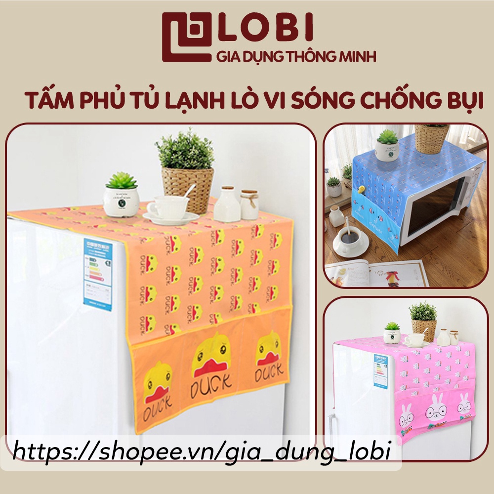 Tấm phủ nóc tủ lạnh lò vi sóng máy giặt chống bụi bẩn chống thấm nước có nhiều ngăn nhỏ đựng đồ