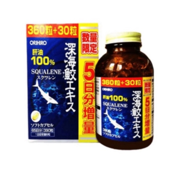 Dầu gan cá mập Orihiro Squalene 360 và 390 viên (Hàng nội địa Nhật Bản)
