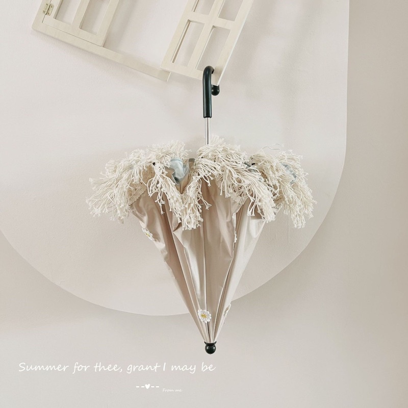 Ô Che Nắng Cầm Tay Viền Ren Cao Cấp Style Hàn Quốc Hình Gấu Thỏ Rất Xinh Cho Bé