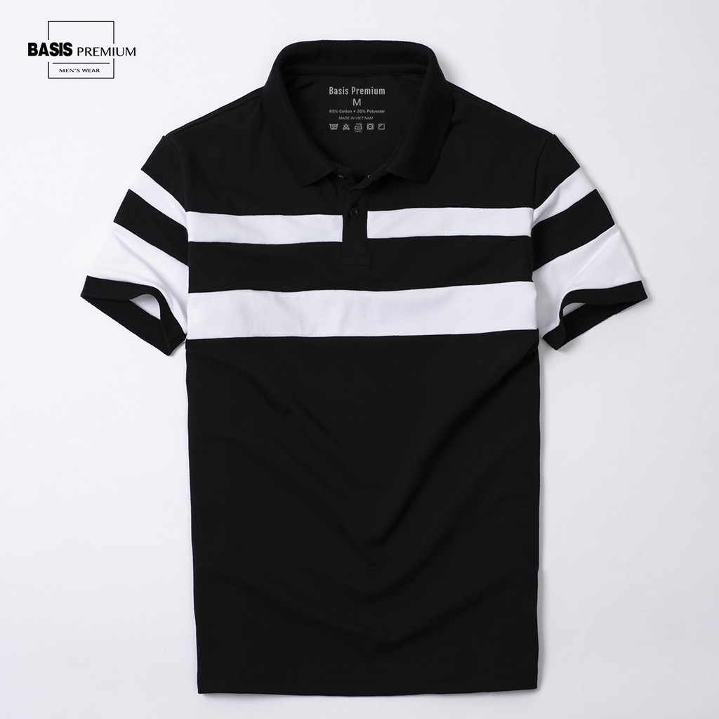 Áo polo nam có cổ thiết kế phối sọc ngực Basis APL95 | BigBuy360 - bigbuy360.vn