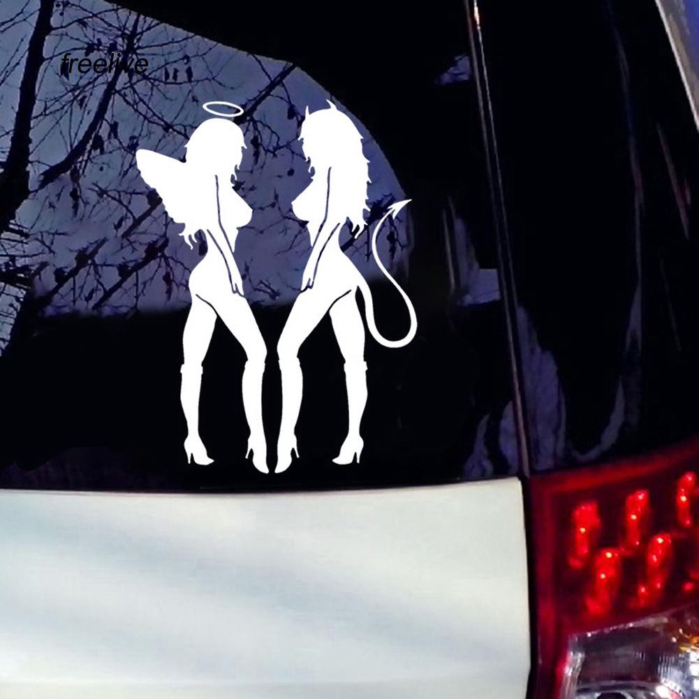 Hình dán trang trí xe hình nữ thiên thần và ác quỷ quyến rũ