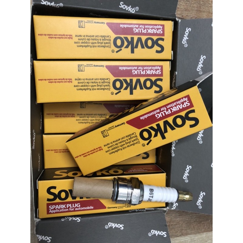 hộp 10 cái bugi 3 chấu chân dài sovko nhập đức.