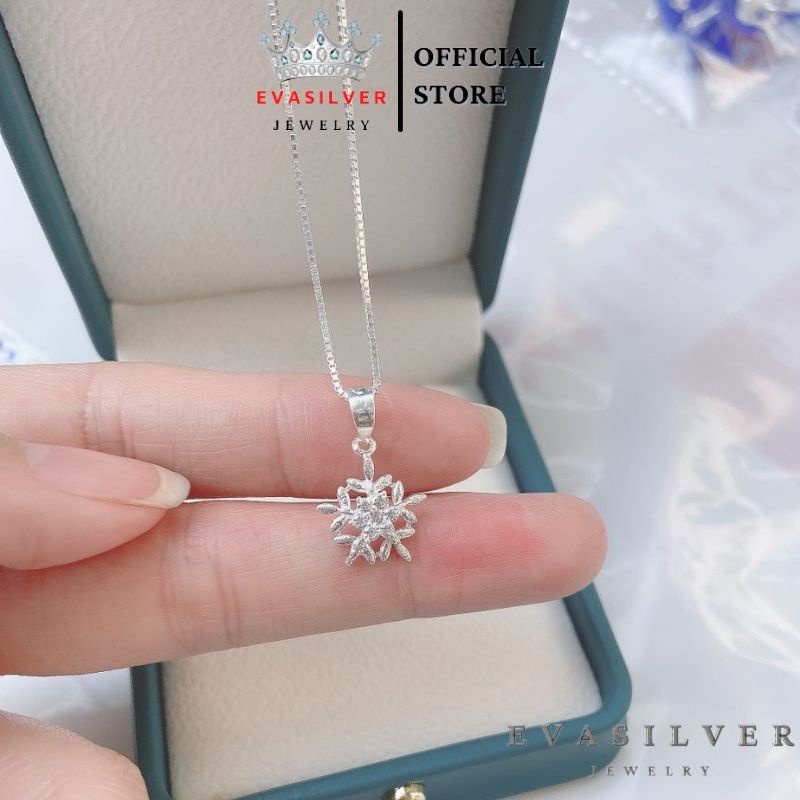 Dây chuyền bạc ta mặt hoa tuyết đính đá Evasilver, vòng cổ bạc ta cực đẹp và sáng bóng