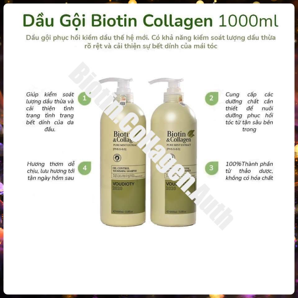 Biotin Collagen Xanh Lá🛑FreeShip🛑Biotin Collagen Xanh Lá | Phục Hồi Kiềm Dầu ⚜️Cặp Dầu Gội Xả Dung Tích 1000ML