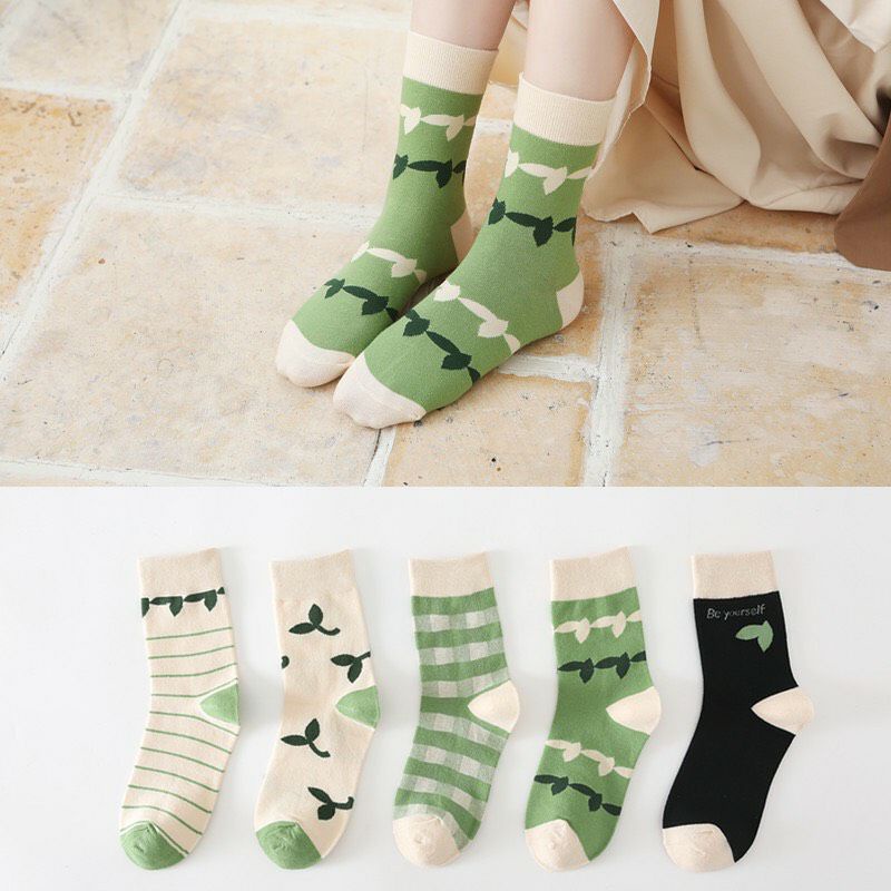 Tất vớ cổ cao họa tiết dễ thương vải co giãn thời trang Hàn Quốc Cat Slipper CSV09