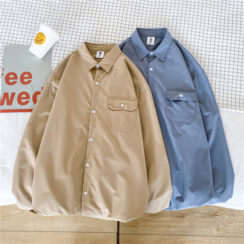 Áo sơ mi dài tay kích thước S-3Xl màu trơn phong cách thời trang Hàn Quốc