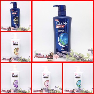 Hàng Thái chất - Dầu Gội Clear sạch gàu 450ml 6 vị men bạc hà, men than hoạt tính, thảo dược, hoa anh đào, bạc hà, tím