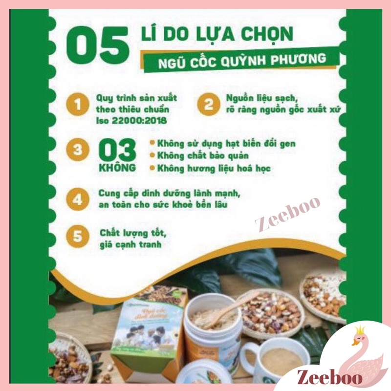 Ngũ cốc dinh dưỡng Quỳnh Phương, tốt cho bà bầu, trẻ nhỏ biếng ăn nhẹ cân và người lớn tuổi, người ăn chay, ăn kiêng