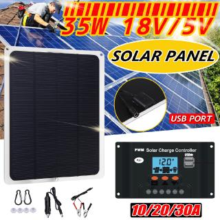 35W 18V/5V Monocrystalline Solar Panel Battery Charger Kit Car Boat + Controller