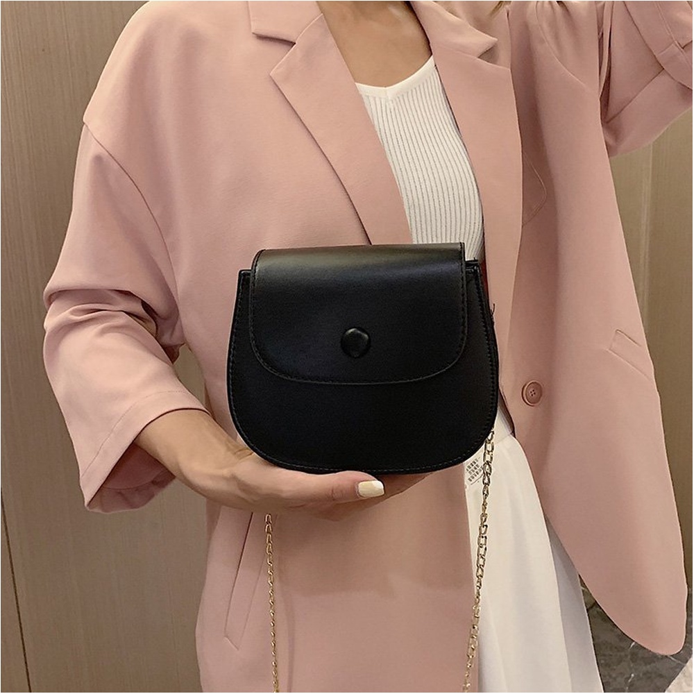 Túi Đeo Chéo Mini Dáng Tròn Siêu Dễ Thương Phối Dây Xích Kiểu Dáng Thời Trang Dành Cho Nữ