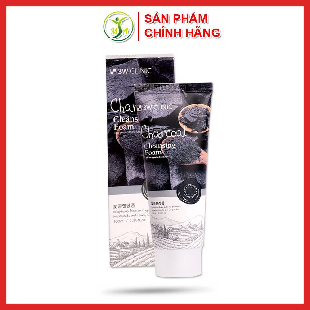 [Chính hãng] Sữa rửa mặt than hoạt tính 3W CLINIC Charcoal Cleansing Foam