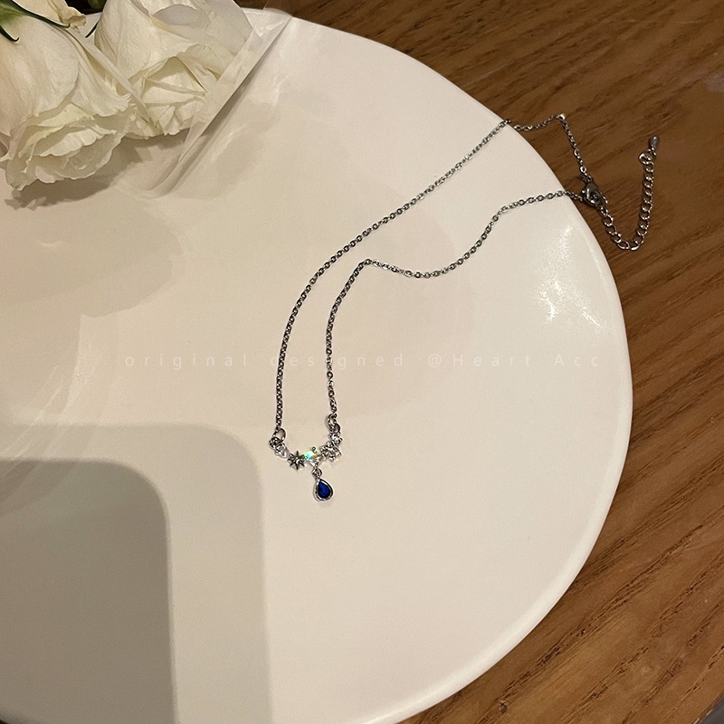 Vòng cổ Mặt Đá Xanh Dương Hợp Thời Trang Cho Nữ