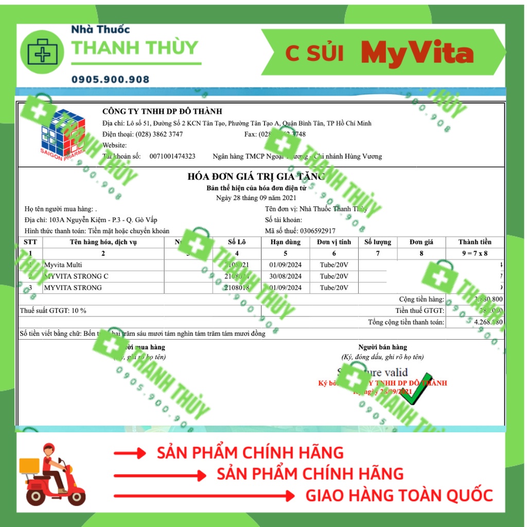 Viên Sủi Myvita Strong C &amp; Strong 250mg VitaminC [Chanh-Sả-Gừng] Tuýp 20 Viên Bổ Sung Vitamin C, Tăng Cường Sức Đề Kháng