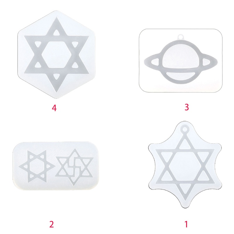 Khuôn Silicone Làm Móc Khóa Thủ Công DIY Hình Ngôi Sao Sáu Cánh