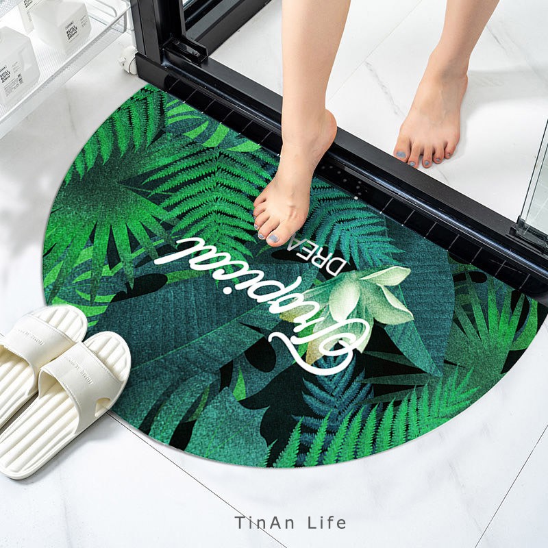 [40 x 80 cm] Thảm Lót Chân Hình Bán Nguyệt Hình Hoa Trái Dễ Thương, Thảm Chùi Chân Chống Trượt Cao Cấp