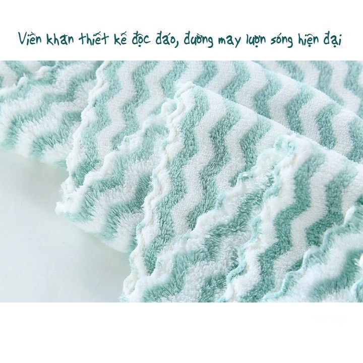 Khăn tắm kẻ sóng Hàn Quốc mềm mịn, Size 70 x 140cm
