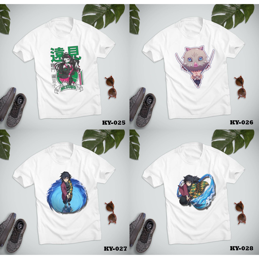 Áo thun T-Shirt Kimetsu No Yaiba Demon Slayer Thanh gươm diệt quỷ Tanjirou Nezuko Inosuke Zenitsu Rengoku MS 025-028