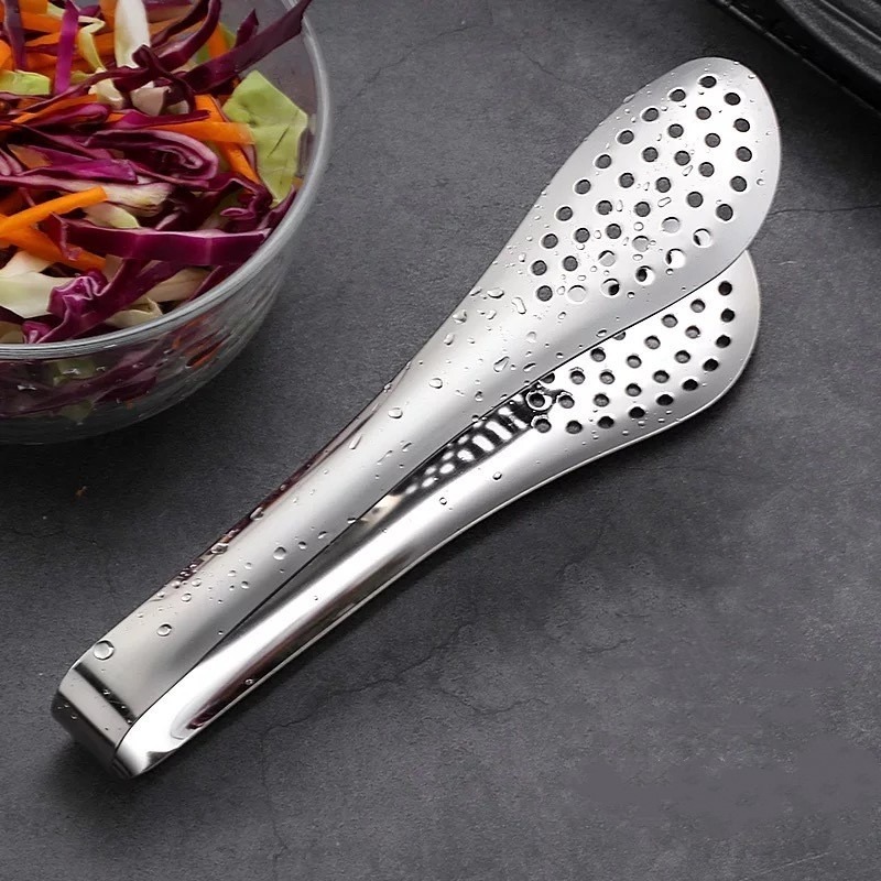 Kẹp Gắp Thức Ăn Chất Liệu Thép Không Gỉ Màu Bạc Chịu Được Nhiệt Độ Cao Tiện Dụng