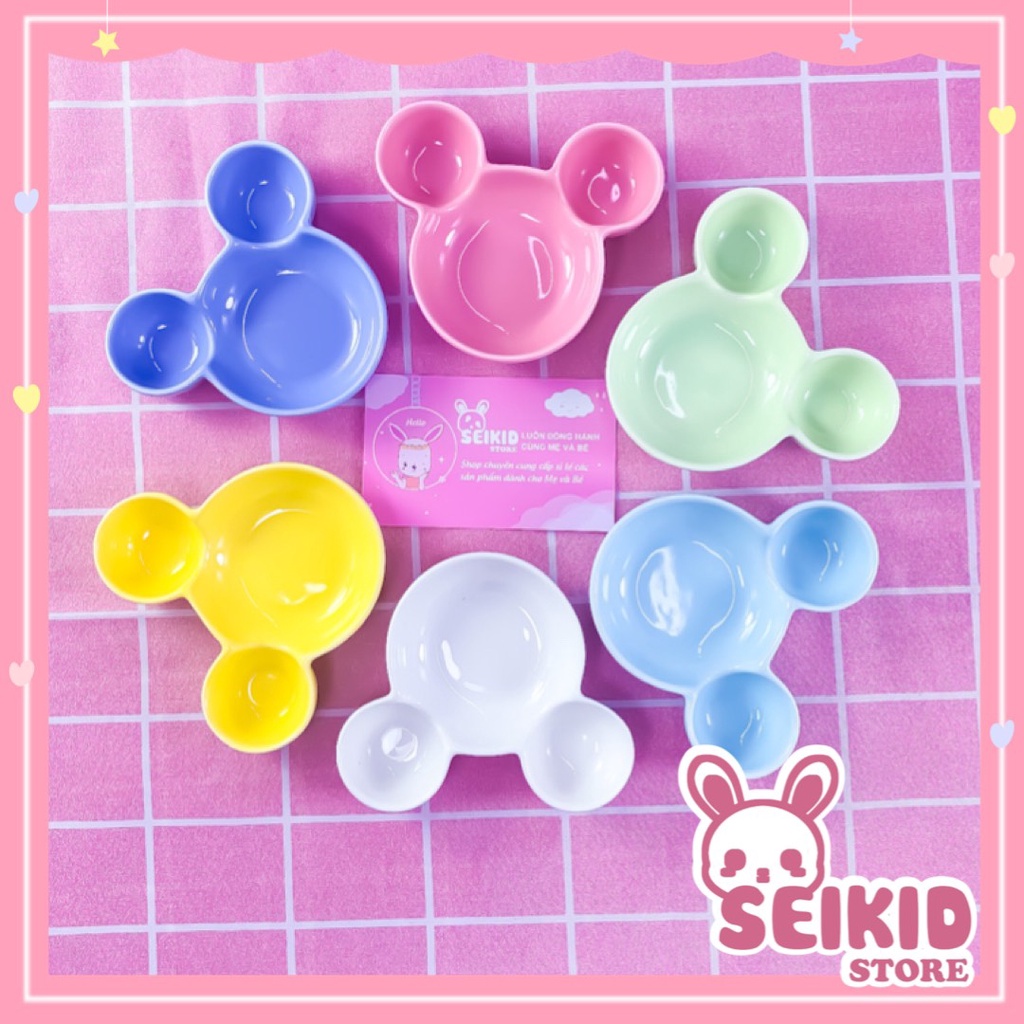 Bát sứ ăn dặm cao cấp mini cho bé hình Mickey đủ màu Seikid Store 40ml V5