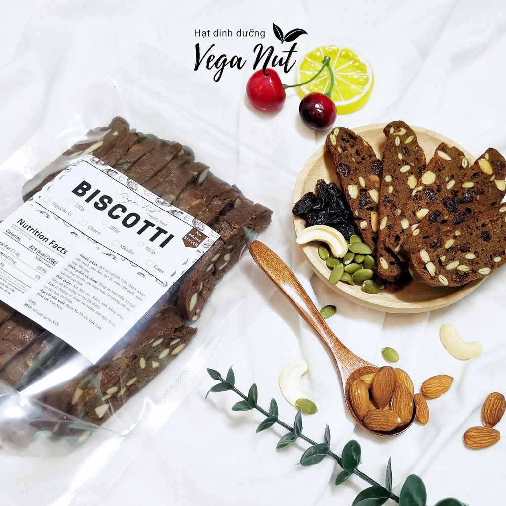 Bánh BISCOTTI 100% Nguyên Cám Không Đường - Bánh Ăn Kiêng Lành Mạnh - Bánh Ngũ Cốc Dĩnh Dưỡng Giảm Cân Heathy Thơm