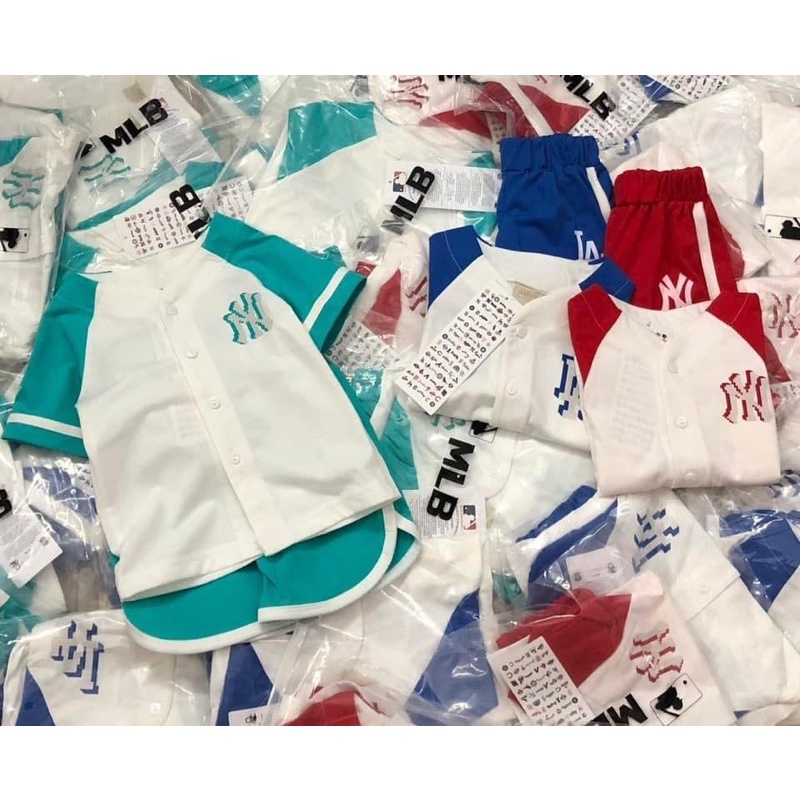 Đồ bộ bé trai từ 10-35kg bộ cộc tay bóng chày NY năng động cho bé