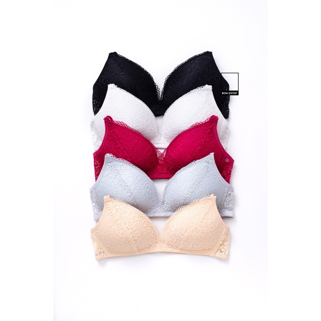 Áo lót mút mỏng chất ren không gọng thoải mái màu trơn nâng ngực tự nhiên BOM SISTER A1230 | BigBuy360 - bigbuy360.vn