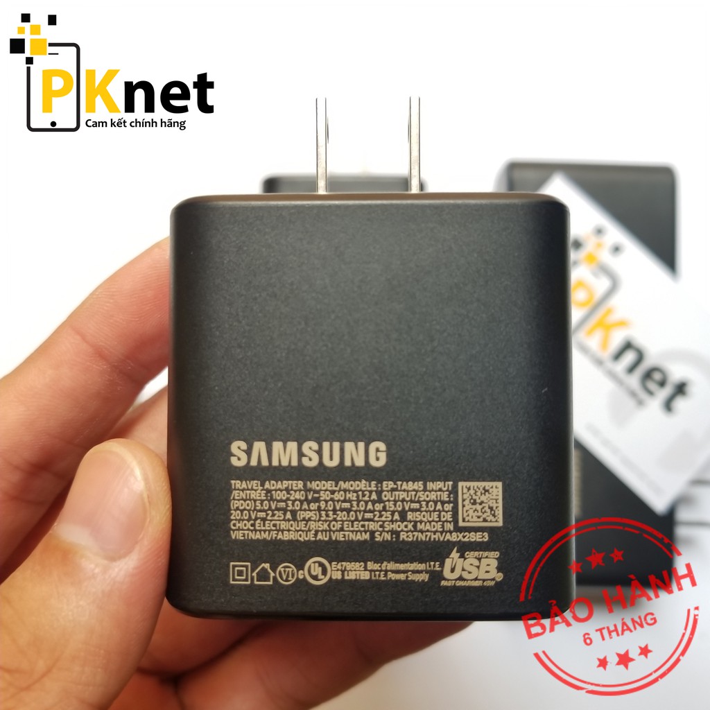 Bộ sạc siêu nhanh 45W chính hãng Samsung cho Note10 plus/S20 Ultra/Tab S7 CHÂN DẸT + Cáp Type C to Type C 5A chính hãng.