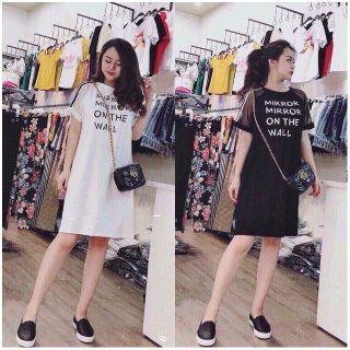 Đầm suông thể thao phối tay lưới