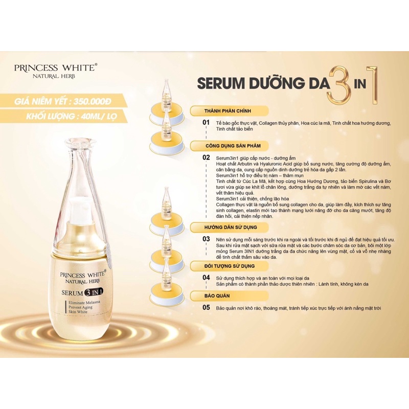 Combo dưỡng da nice day serum và chống nắng Princess white