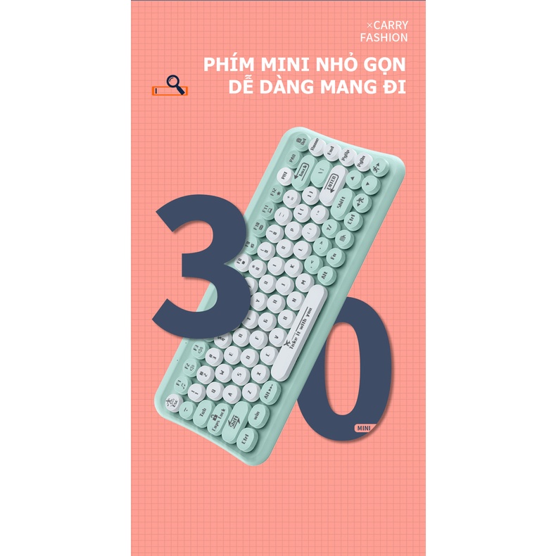 Bộ bàn phím mini 85 phím nút tròn và chuột không dây LANGTU LT700 dùng cho văn phòng