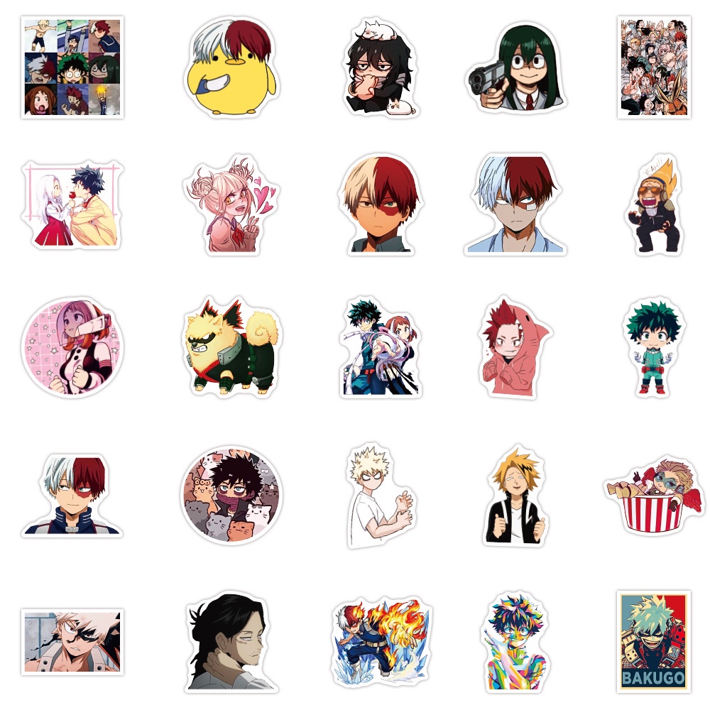 Y&P| Hình Dán Chống Nước My Hero Academia Nhật Bản Anime Mũ Bảo Hiểm Máy Tính Xách Tay Hành Lý Dán Thiết Lập, 50 tờ