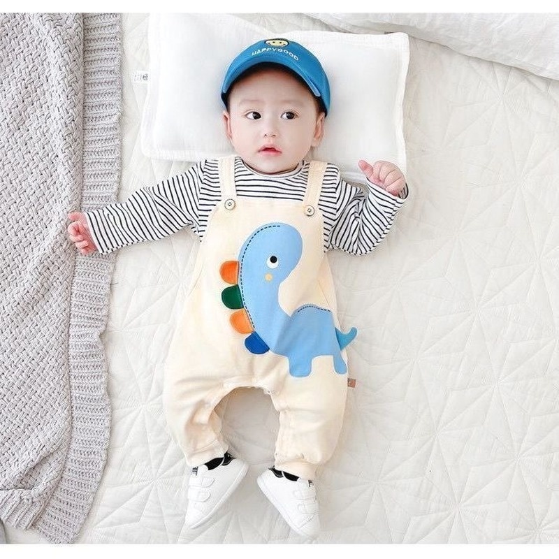 Áo liền quần tay dài vải cotton thời trang đáng yêu dành cho bé sơ sinh