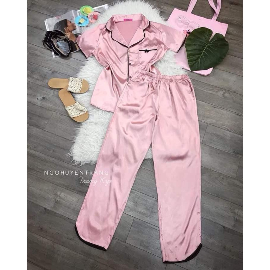 [ xả kho ] HS BỘ MẶC NHÀ LỤA QUẦN DÀI ÁO CỘC TAY