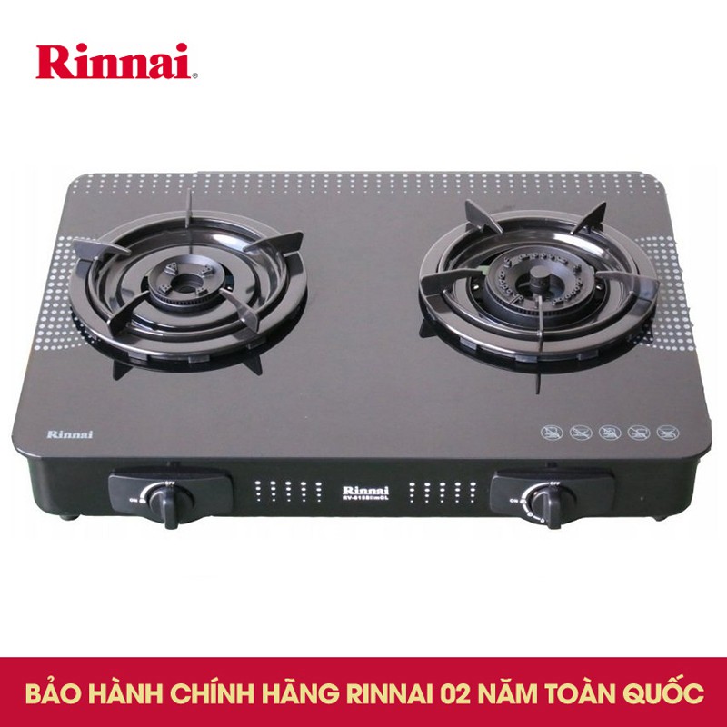 [Mã 267ELSALE hoàn 7% đơn 300K] Bếp gas Rinnai RV-615 Slim(GL-D) kính cường lực